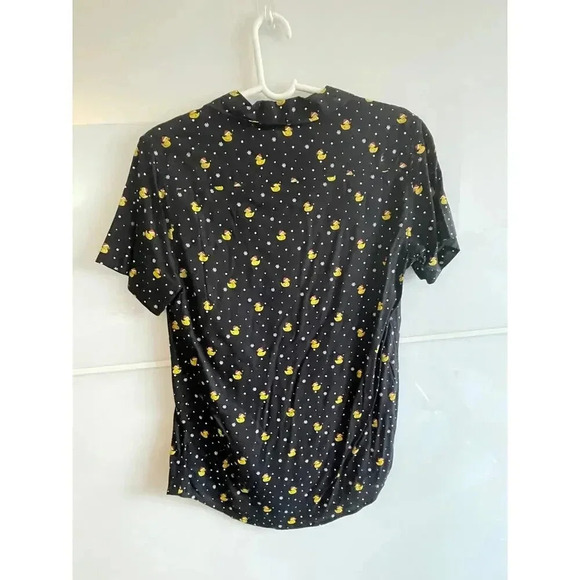 Free Planet Small Short Sleeve Button Down Shirt Christmas Rubber Duckie NEW - Picture 3 of 9